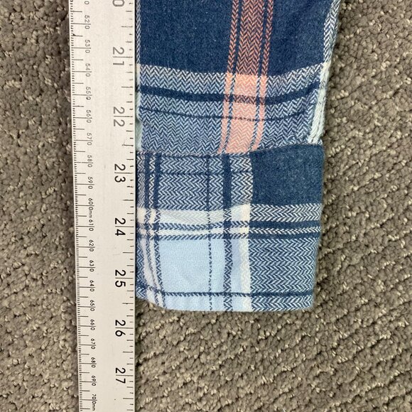 Fat Face Flannel Shirt Men's Large Plaid Check Cotton Iced Blue Pink Button Up - Picture 16 of 16